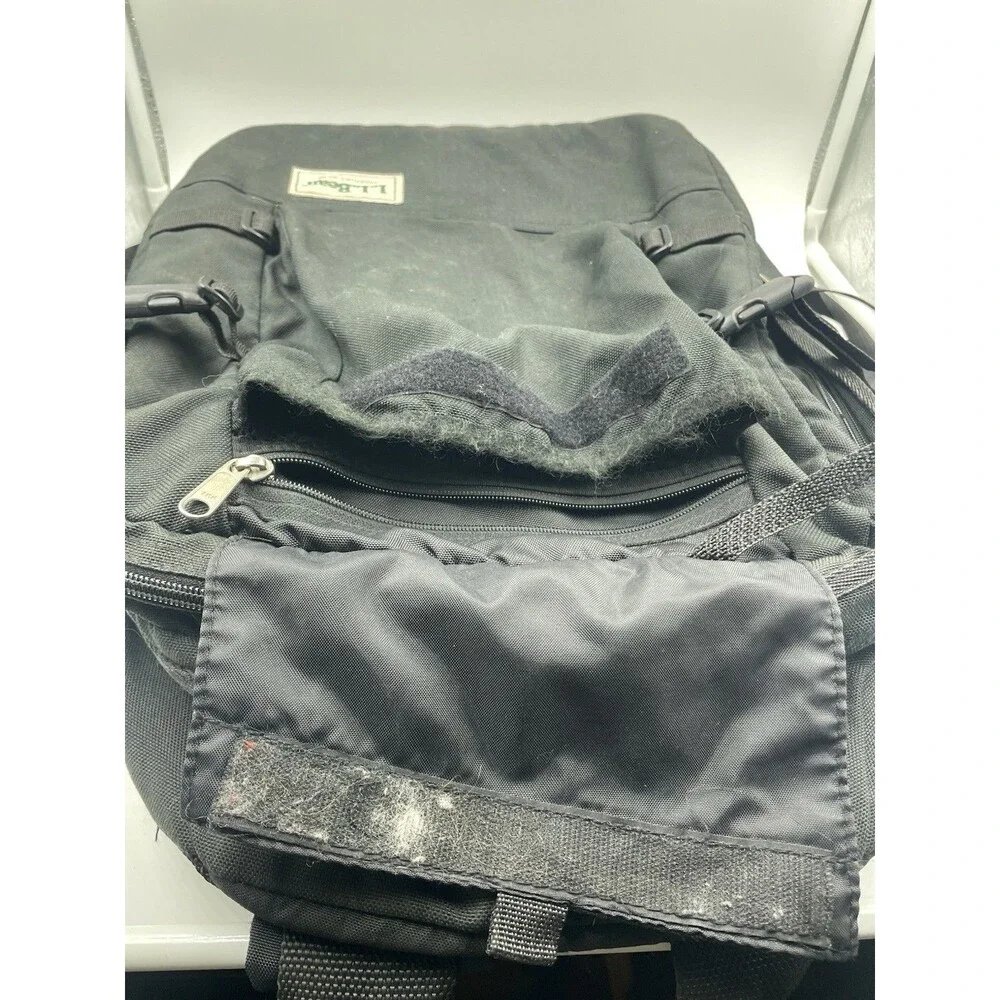 Vintage 90s LL Bean Campus Computer Backpack Black Canvas Heavy Duty School Bag